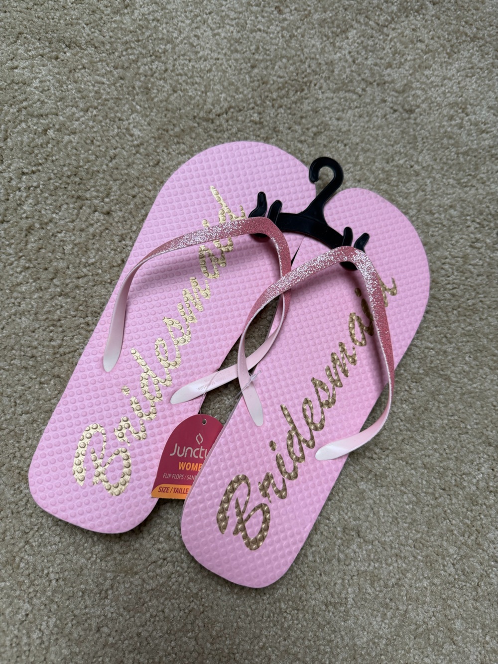 Pink 'Bridesmaid' Glitter Flip Flops